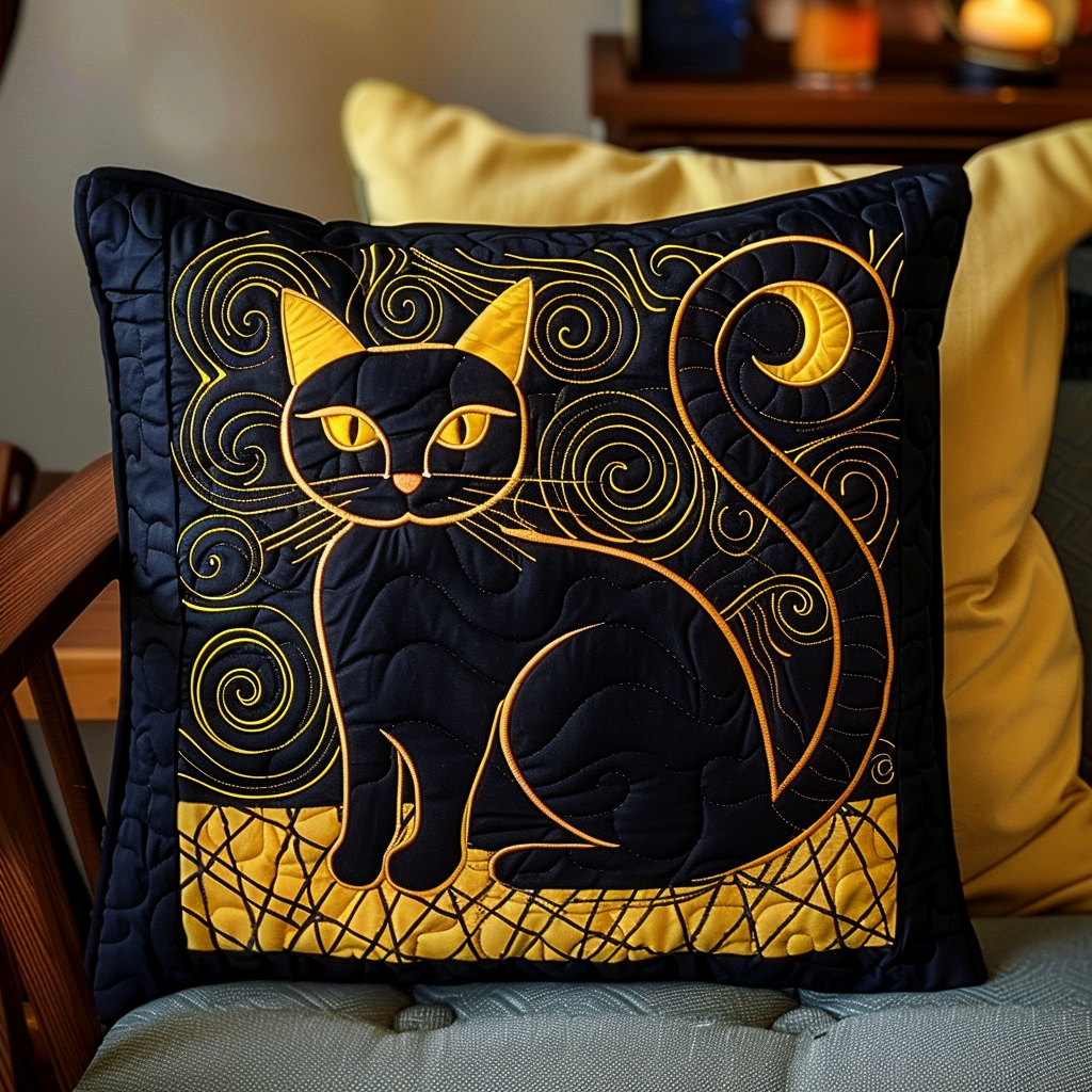 Golden Cat Dreams Quilted Pillow Case NCU0TH414