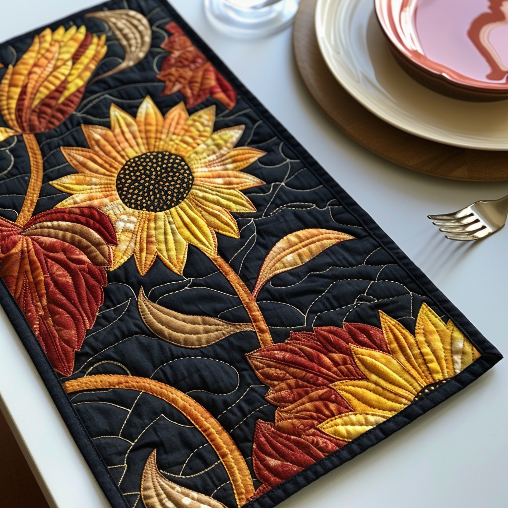 Golden Glow Sunflower Quilted Placemat NCU0TL073