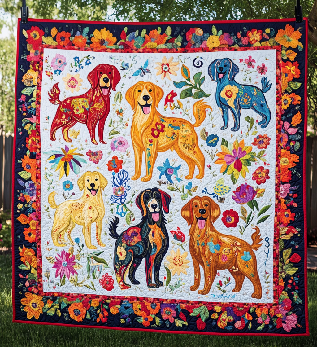 Golden Retriever Fiesta Quilted Blanket NCU0DV496