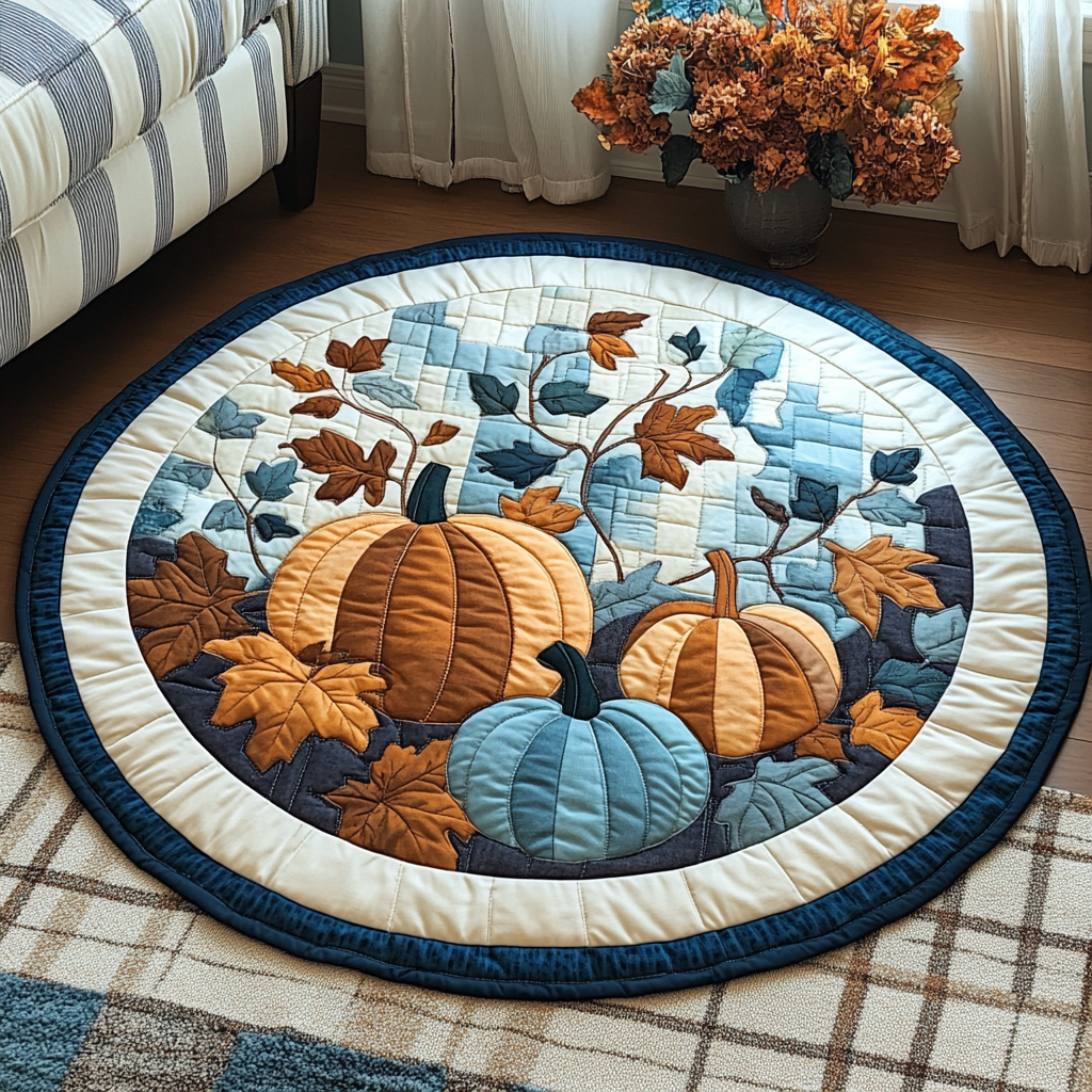 Golden Charm Quilted Round Mat NCU0TL1384