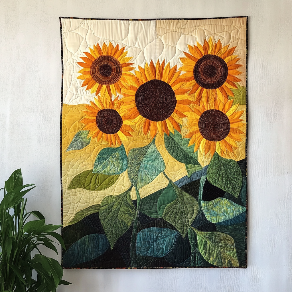 Golden Field Art Quilt Hanging NCU0TL941