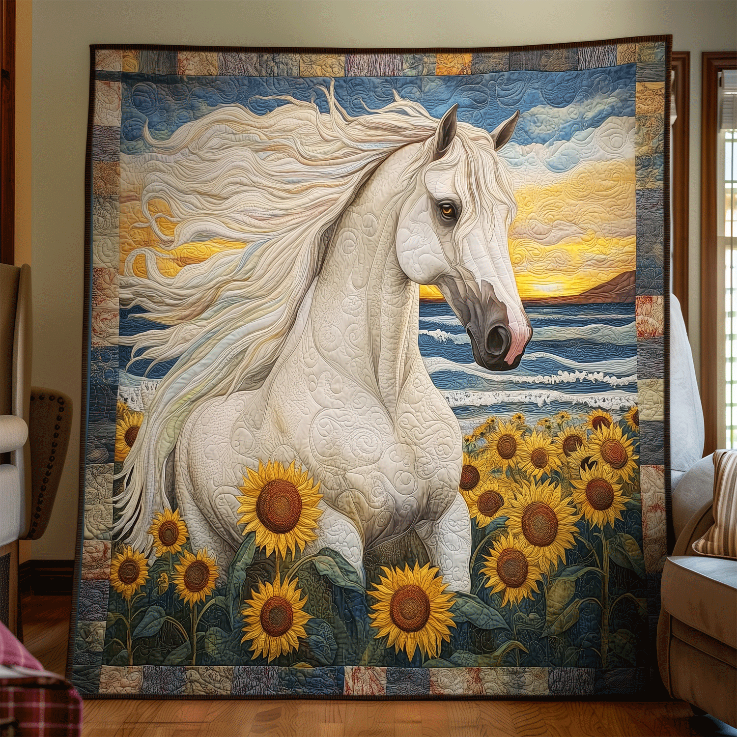 Golden Gallop Art Quilt Hanging NCU0TH1696