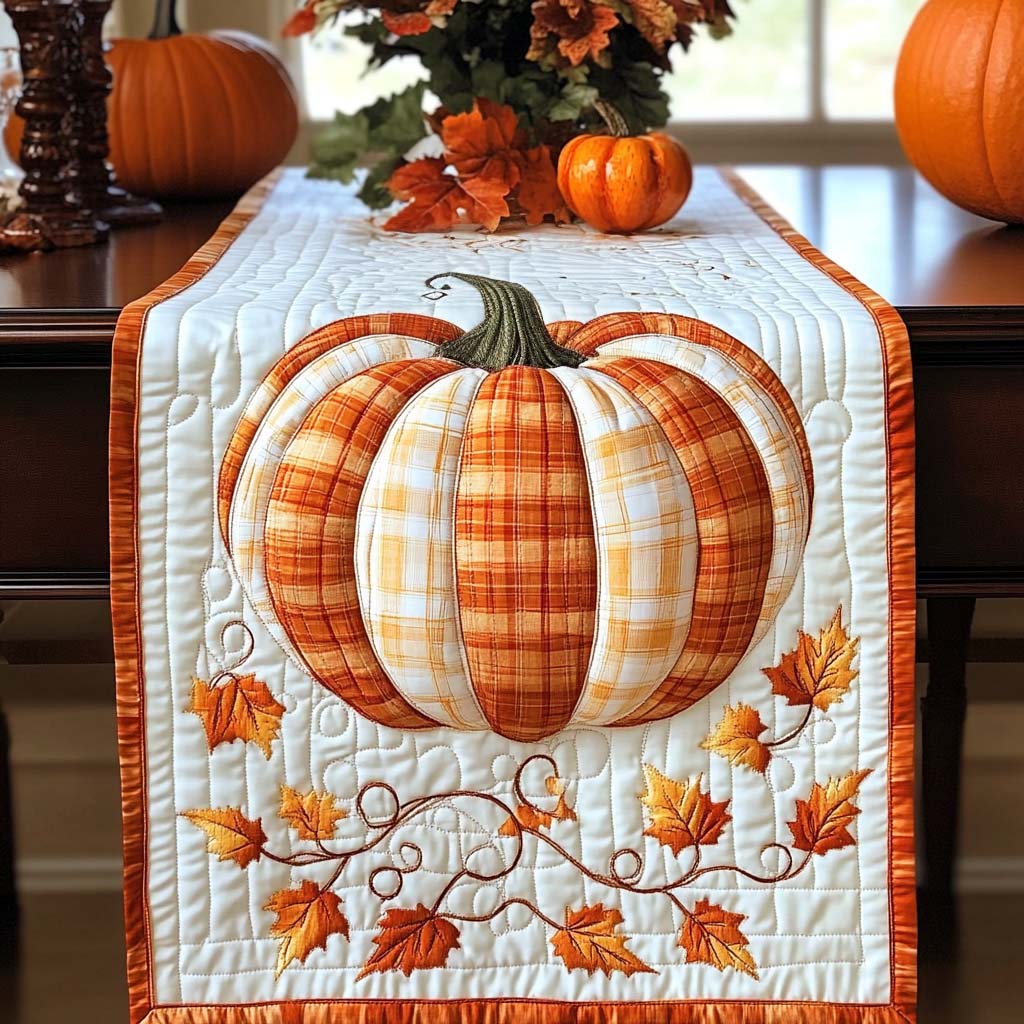 Golden Gourd Quilted Table Runner NCU0NT1347