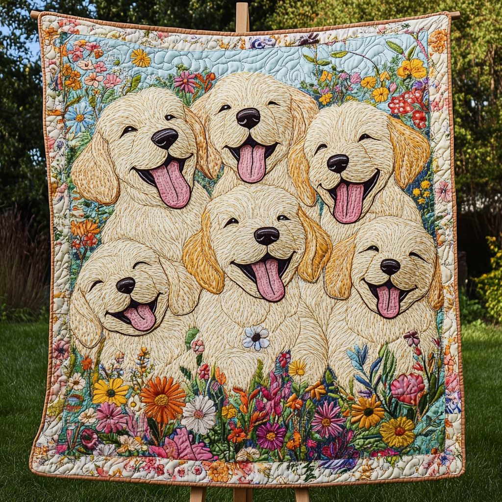 Golden Joys in Bloom Quilted Blanket NCU0DK1524