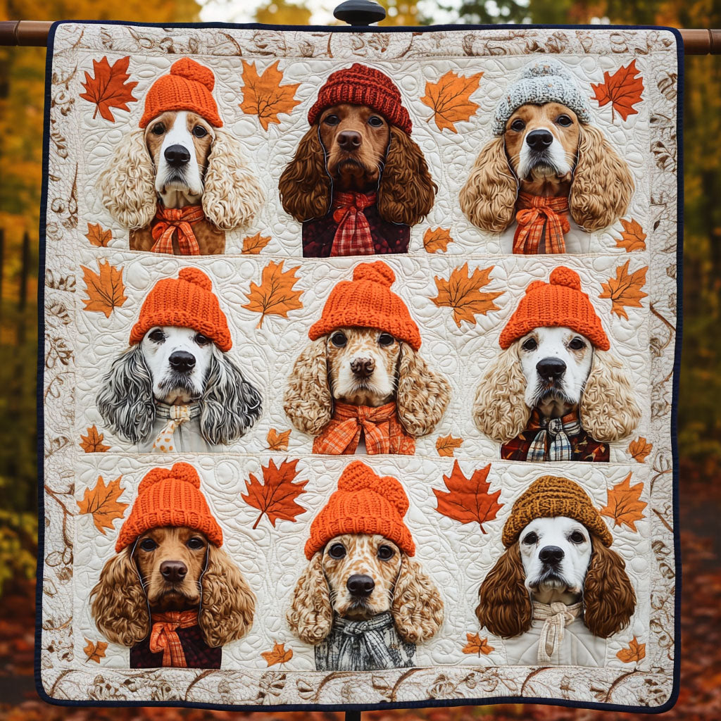 Golden Leaves Spaniel Quilted Blanket NCU0PT1751