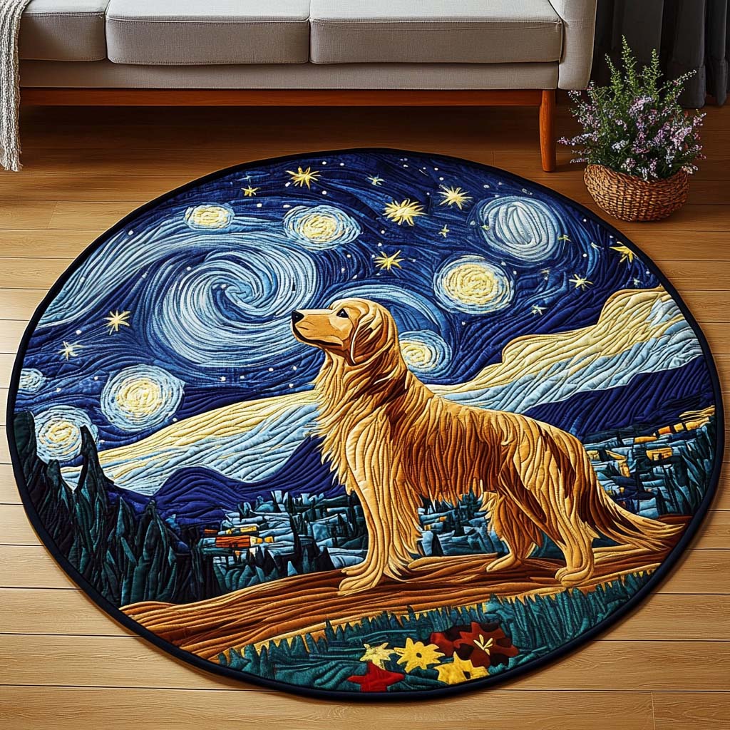 Golden Night Dreams Quilted Round Mat NCU0NT1368