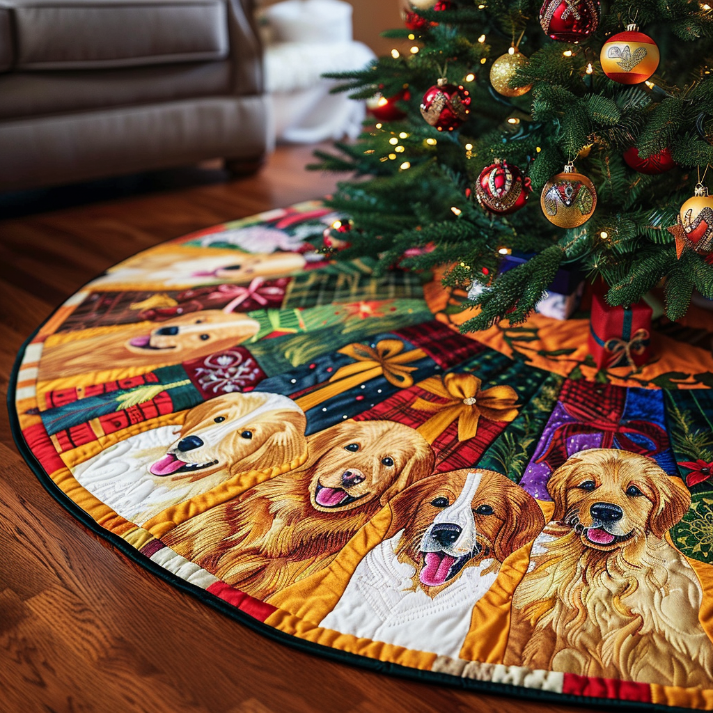 Golden Retriever Gift Christmas Quilted Tree Skirt NCU0DV1404