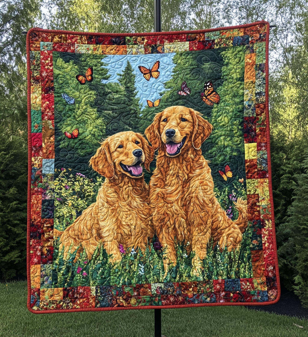 Golden Retriever Harmony Quilted Blanket NCU0PT644