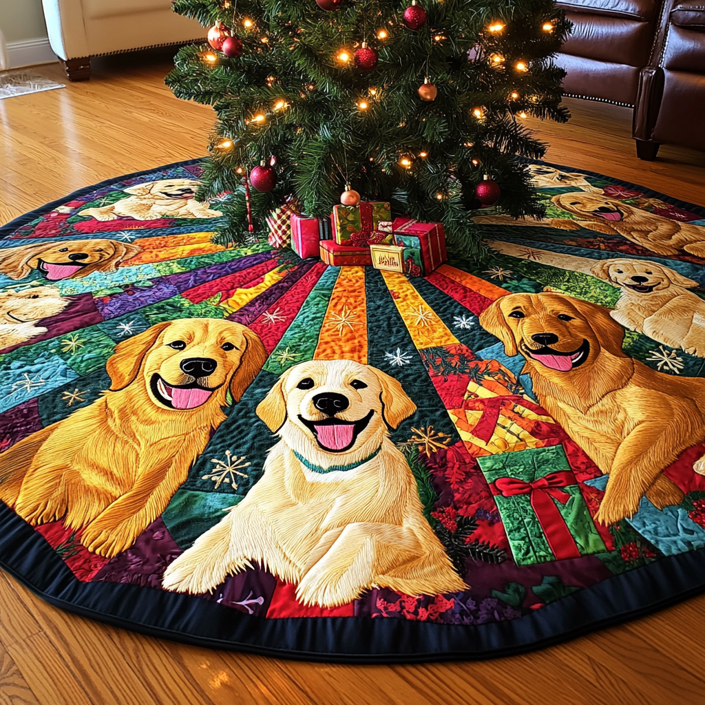 Golden Retriever Magic Christmas Quilted Tree Skirt NCU0DV1423