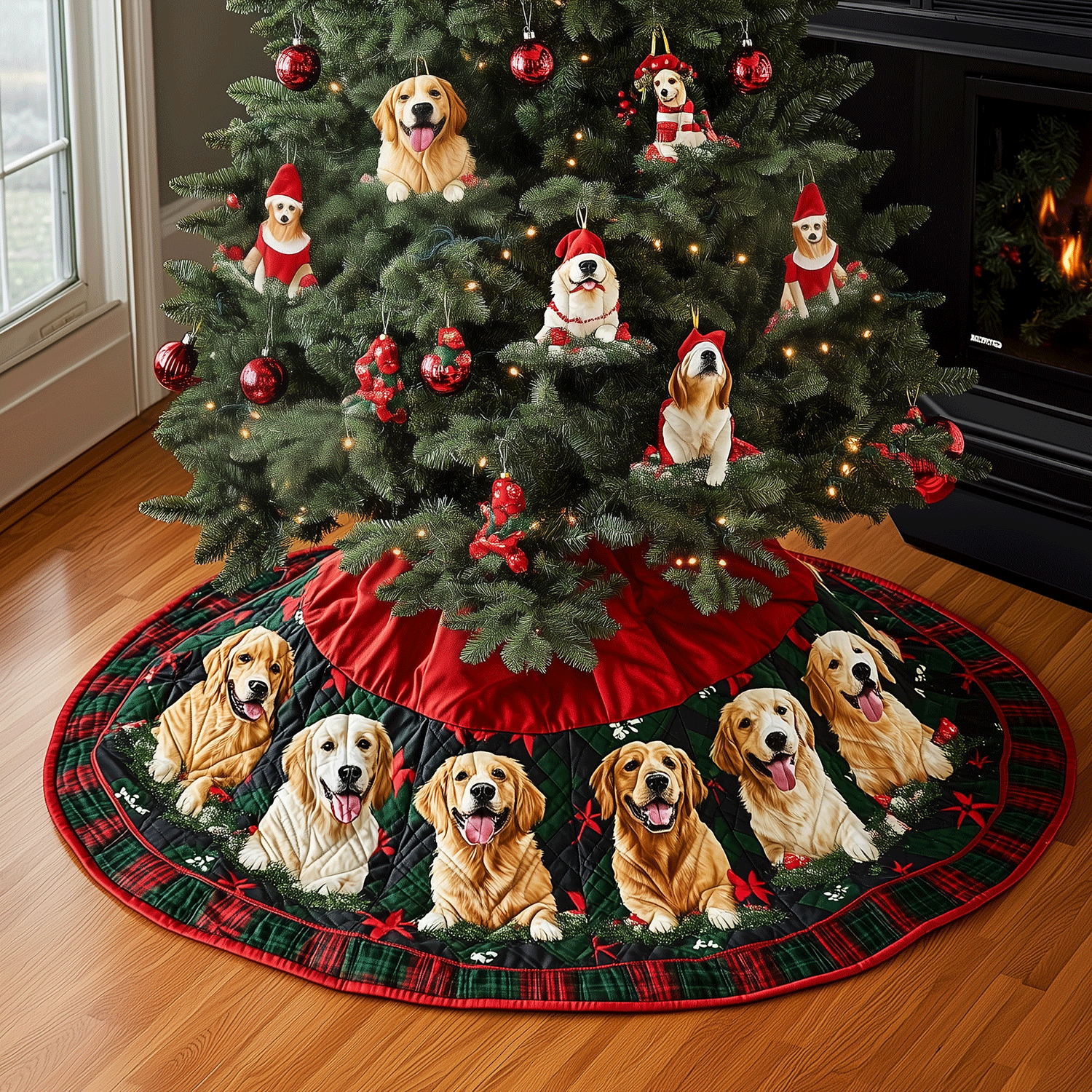 Golden Retriever Magic Quilted Christmas Tree Skirt NCU0TH2006