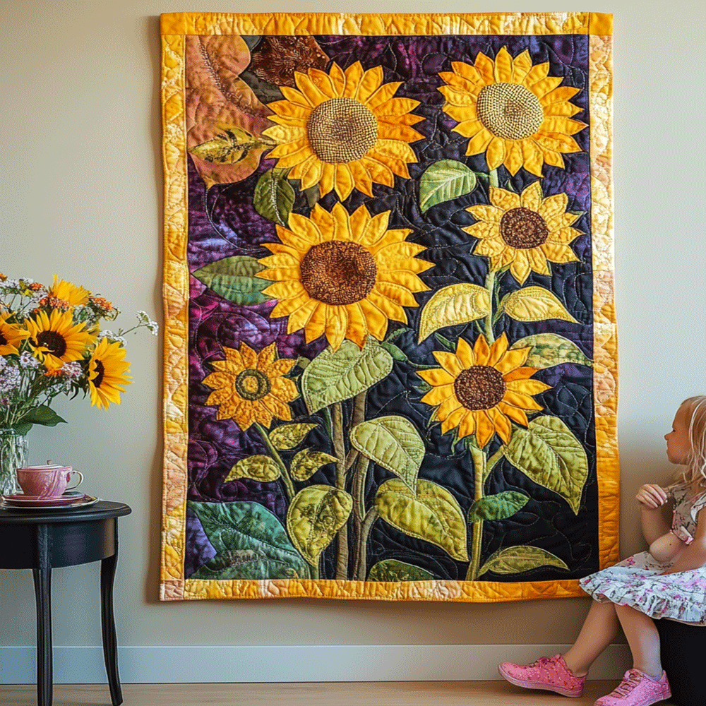 Golden Sunscape Art Quilt Hanging NCU0TL948