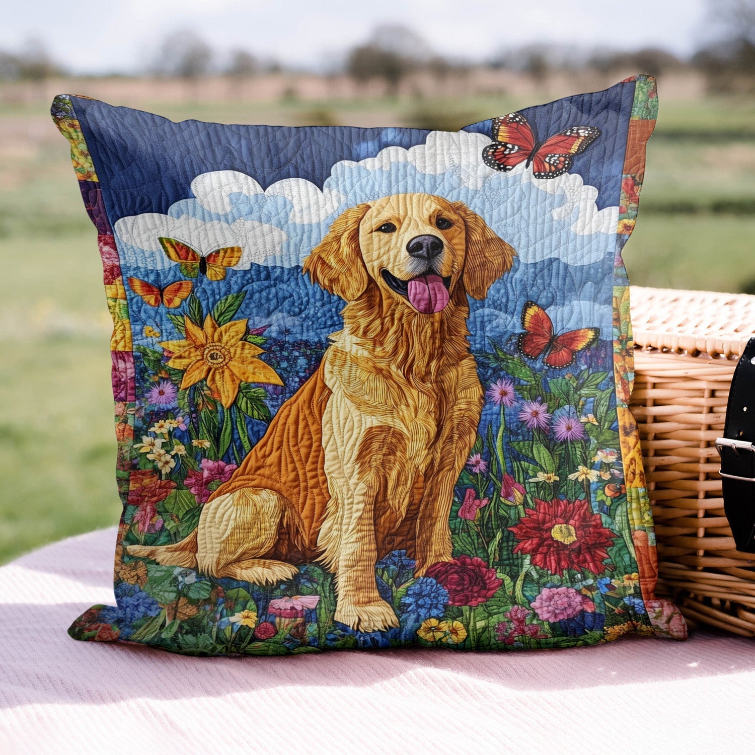 Golden Tail Wags Quilted Pillow Case NCU0PT409