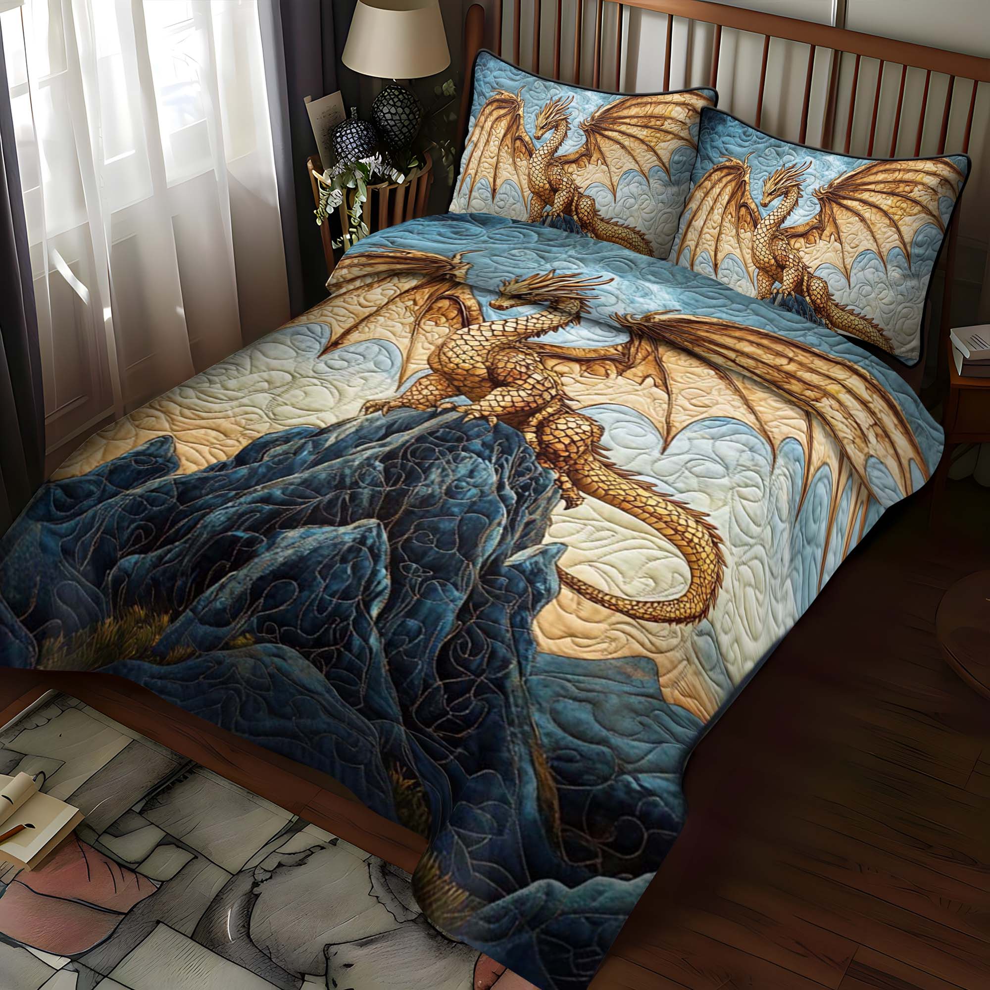 Golden Talon 3-Piece Quilted Bedding Set NCU0NT912