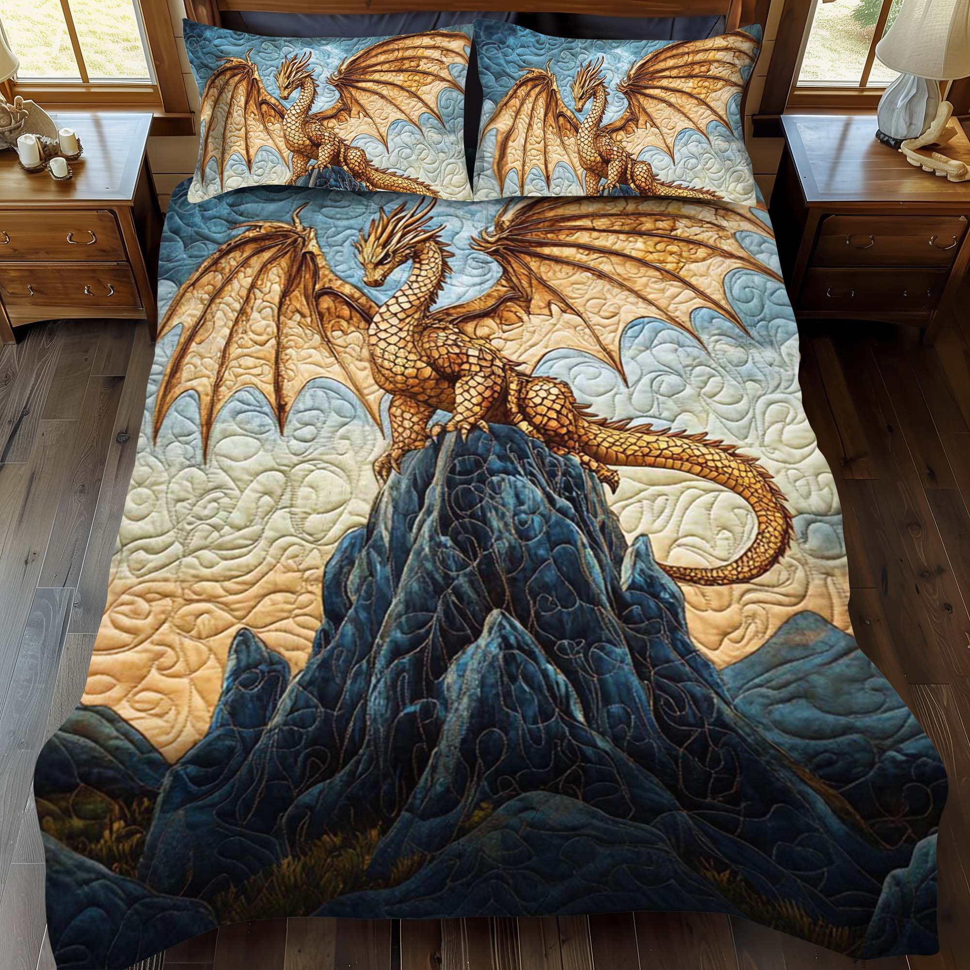 Golden Talon 3-Piece Quilted Bedding Set NCU0NT912