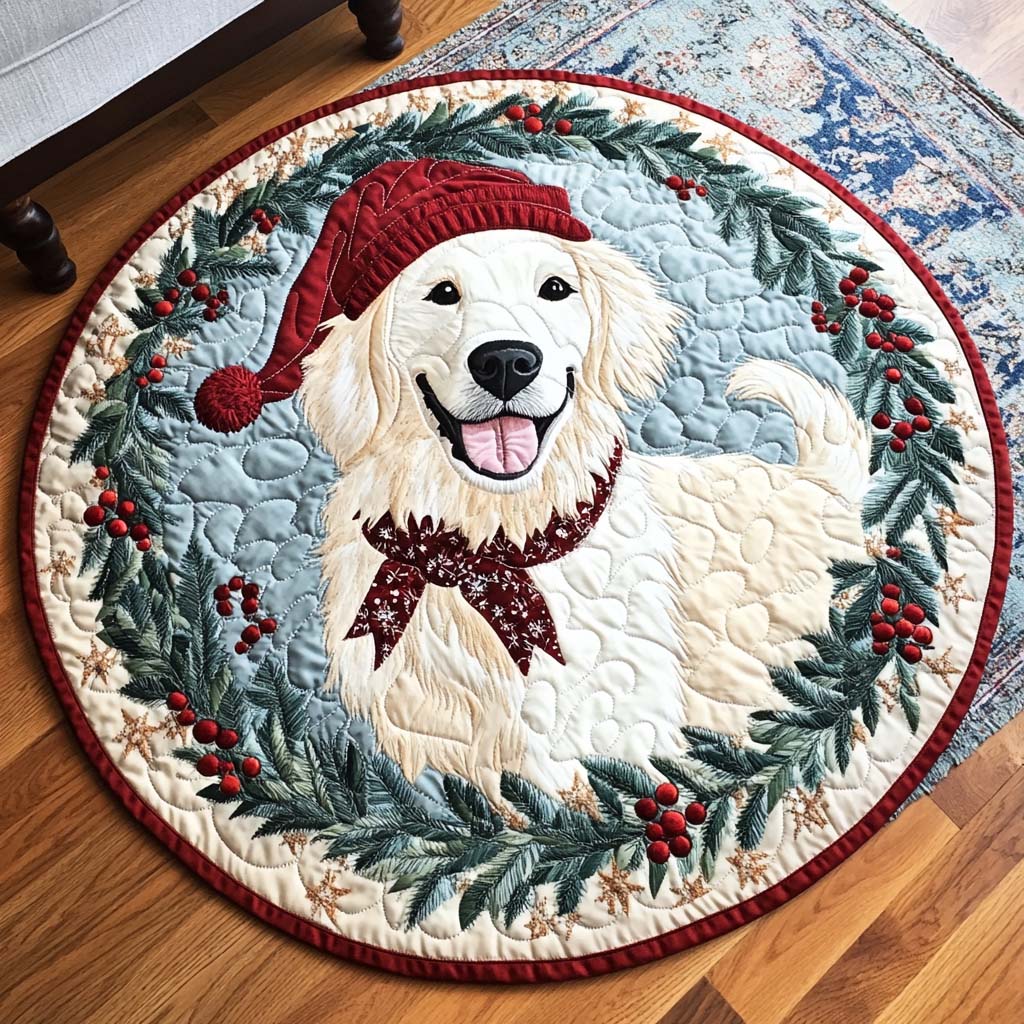 Golden Winter Wish Quilted Round Mat NCU0NT1370