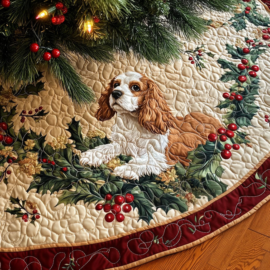 Graceful Spaniel Quilted Christmas Tree Skirt NCU0PT1658