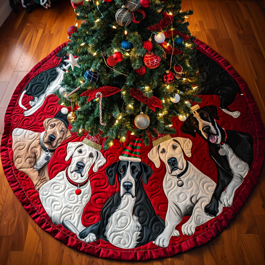 Great Dane Cheer Christmas Quilted Tree Skirt NCU0DV1459