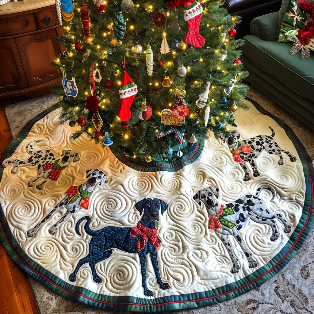 Great Dane Holiday Spirit Christmas Quilted Tree Skirt NCU0DV1466