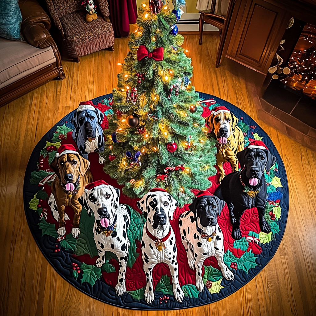 Great Dane Winter Wishes Christmas Quilted Tree Skirt NCU0DV1461