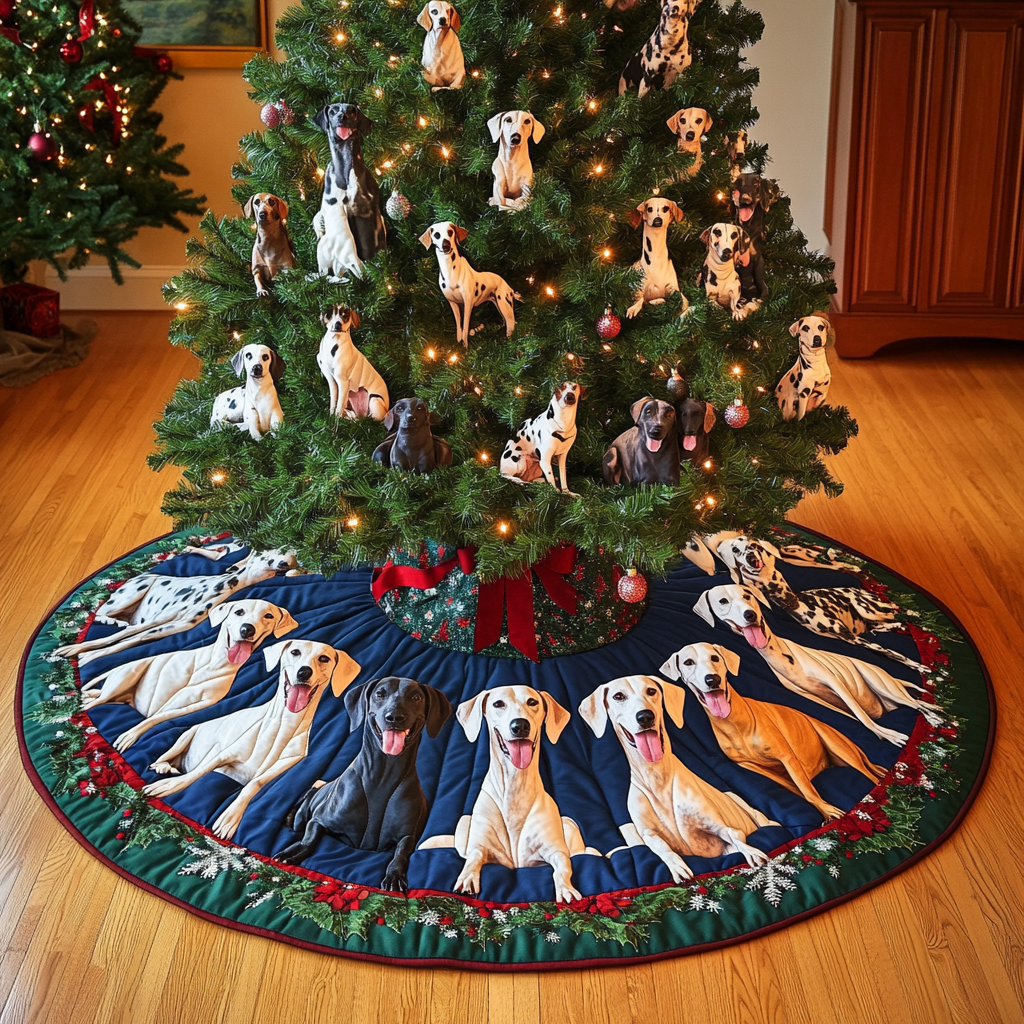 Greyhound Christmas Delight Christmas Quilted Tree Skirt NCU0VL766