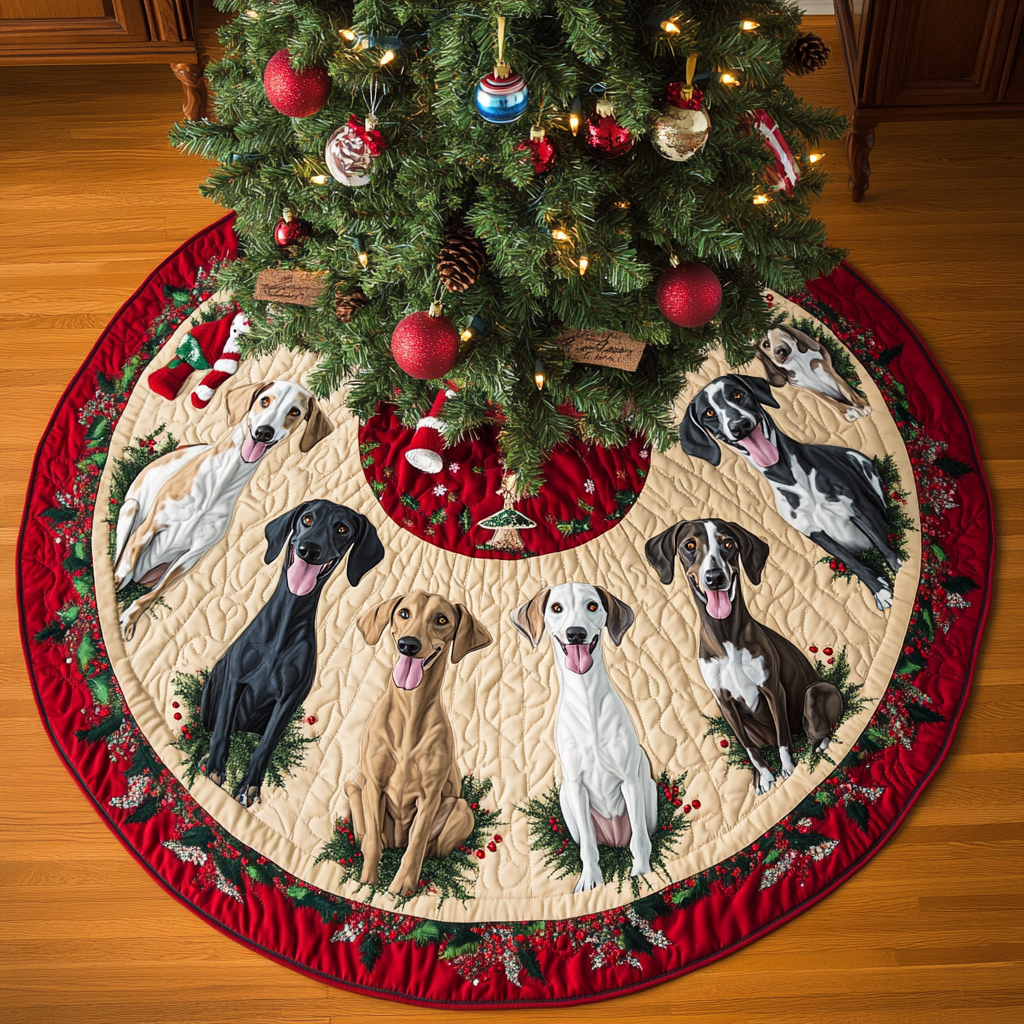 Greyhound Wonderland Christmas Quilted Tree Skirt NCU0VL767