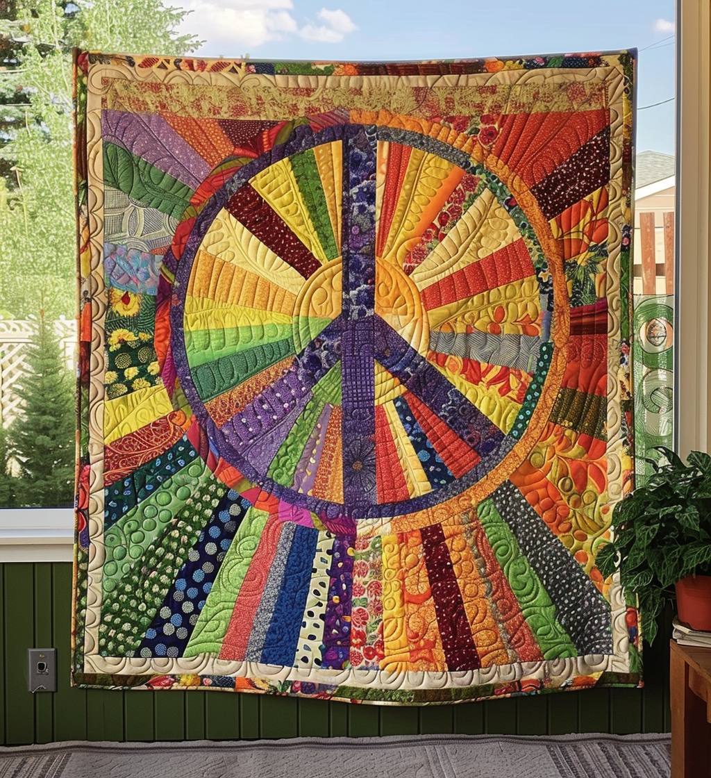 Groovy Sun Peace Quilted Blanket NCU0PT092