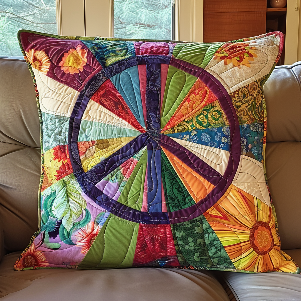 Groovy Sun Peace Quilted Pillow Case NCU0PT131