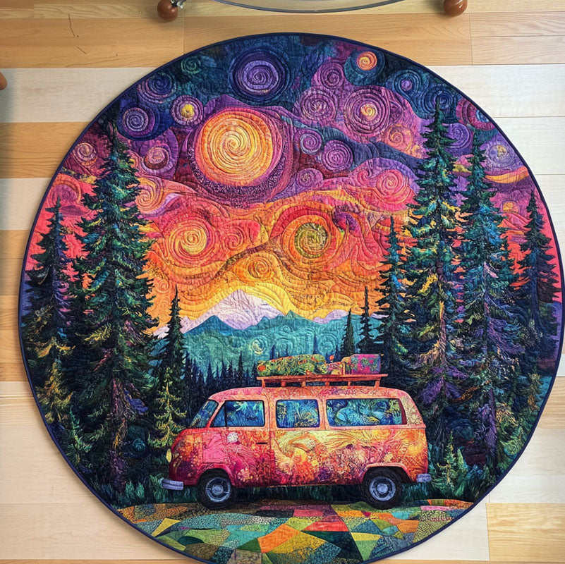 Groovy Camper Vibes Quilted Round Mat NCU0PT1155