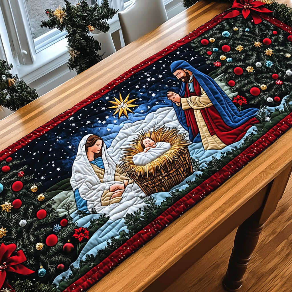 Guiding Light Nativity Quilted Table Runner NCU0DK1661