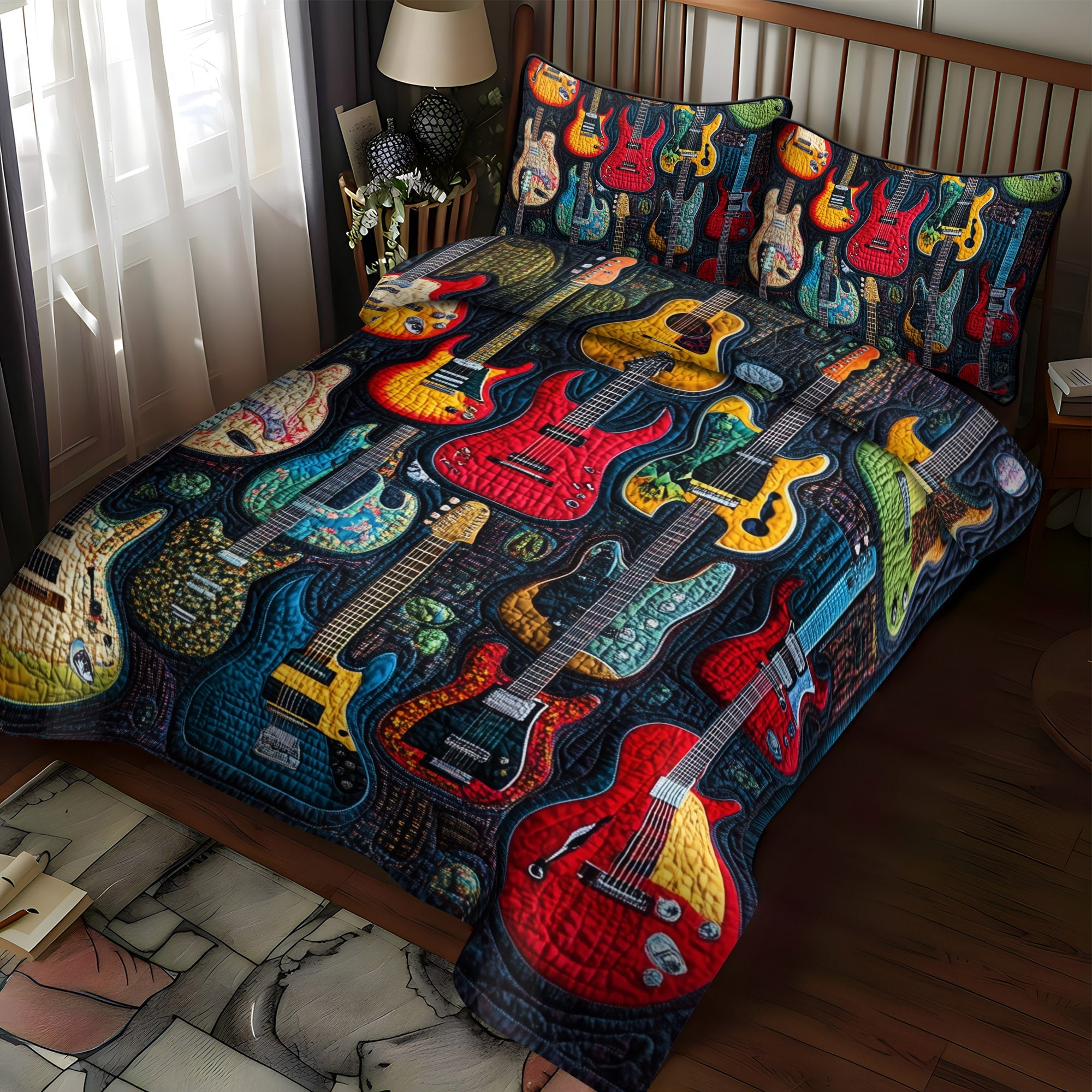 Guitar Legends 3-Piece Quilted Bedding Set NCU0PT1624