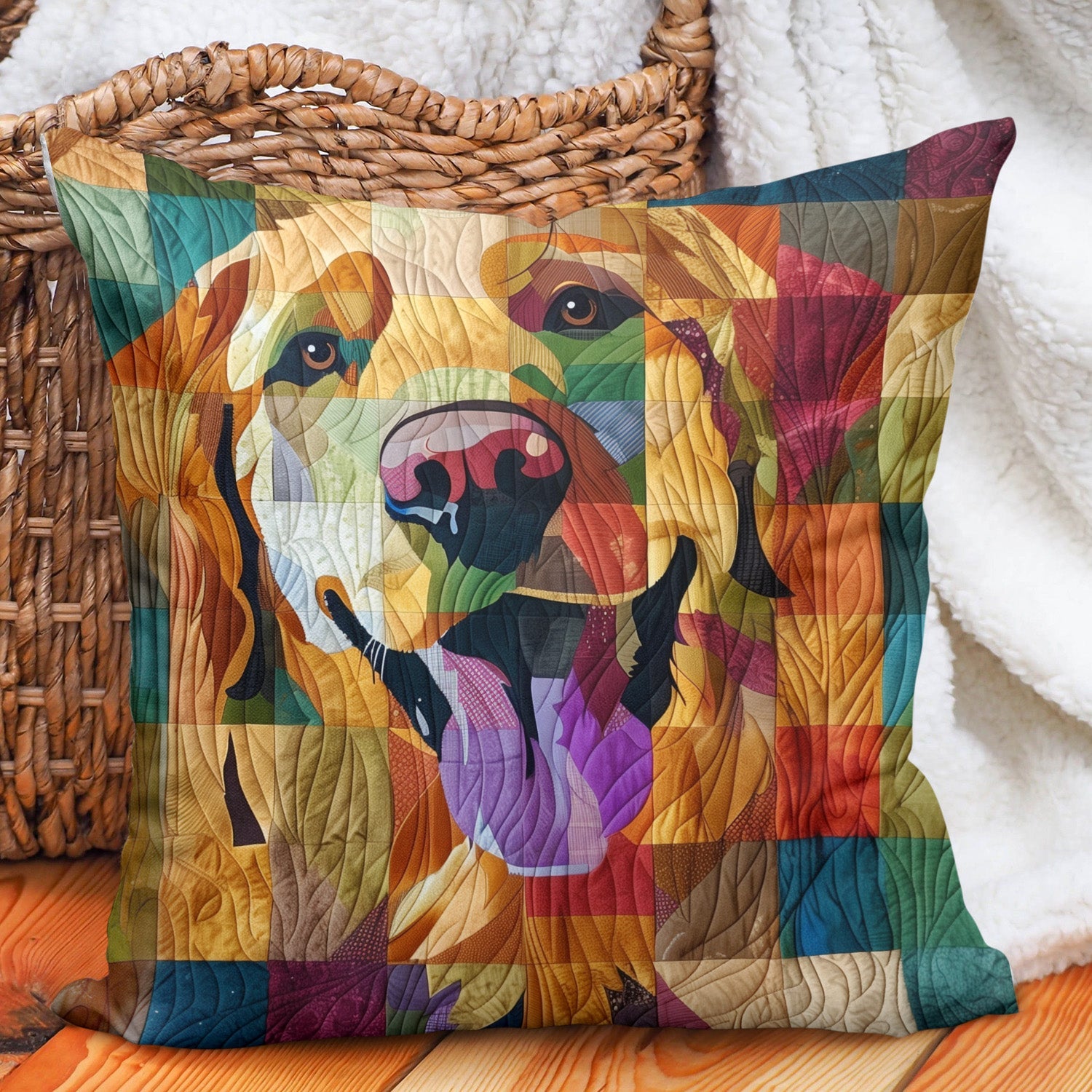 Happy Retriever Quilted Pillow Case NCU0PT410