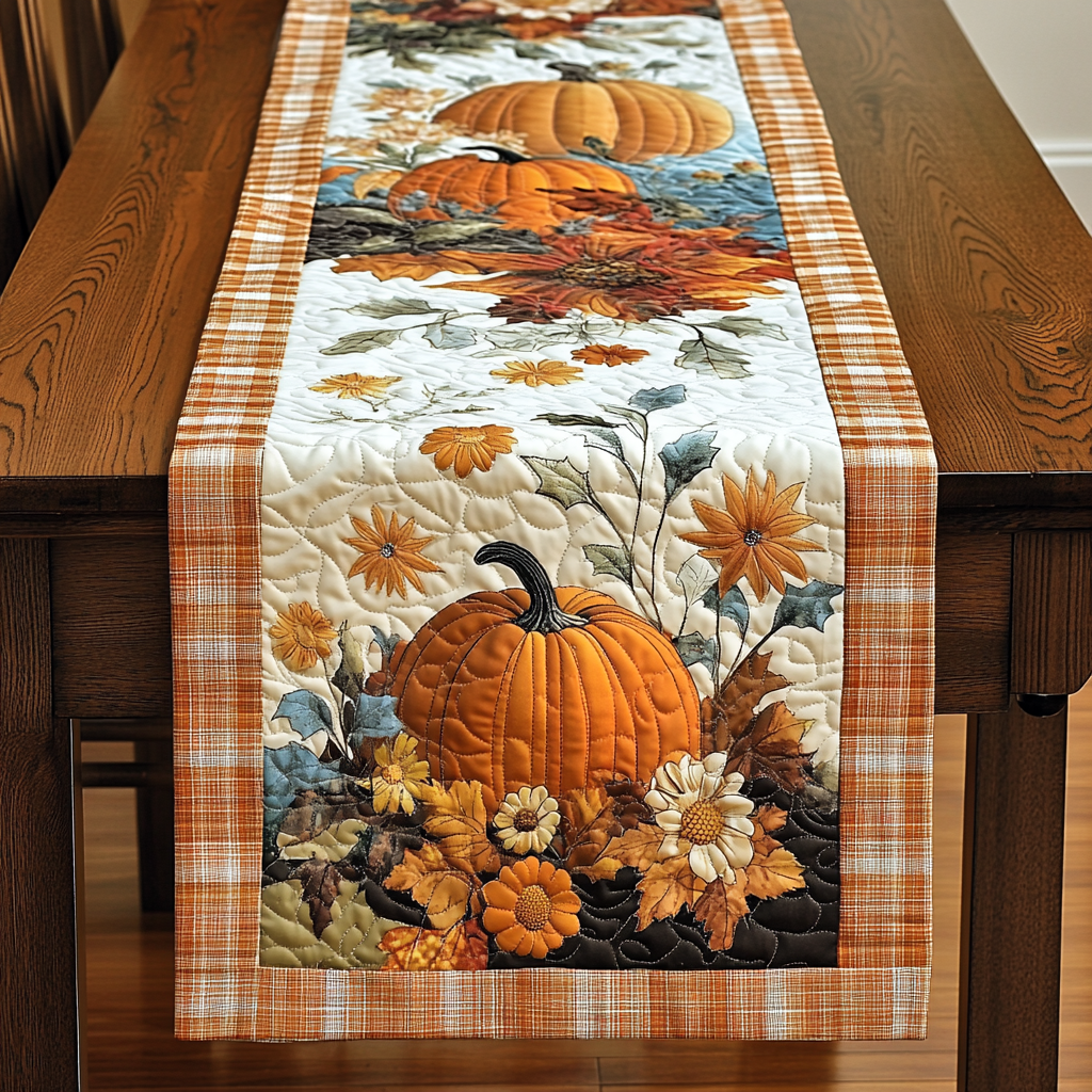 Harvest Pumpkin Cheer Quilted Table Runner NCU0TL1331