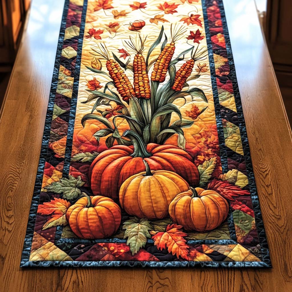 Harvest Pumpkin Delight Quilted Table Runner NCU0NT1147