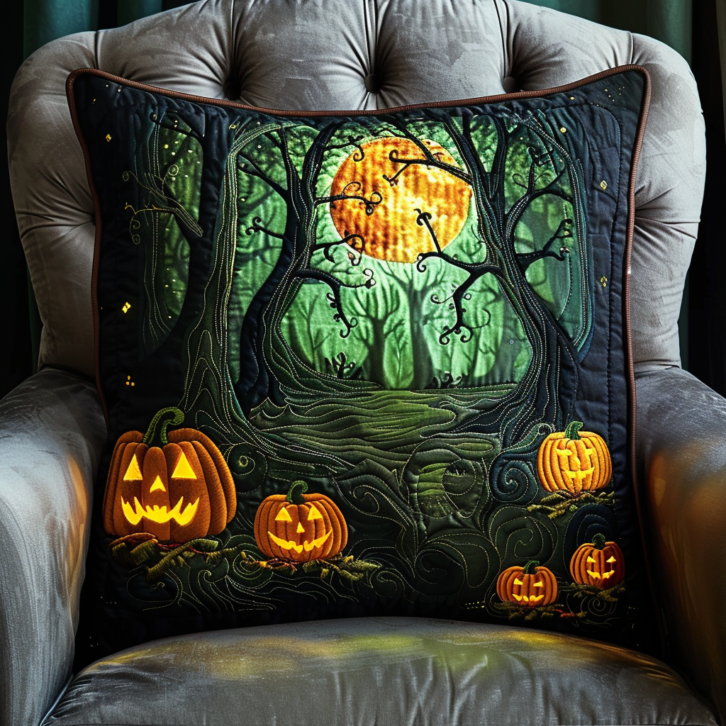 Haunted Forest Pumpkins Quilted Pillow Case NCU0NT037