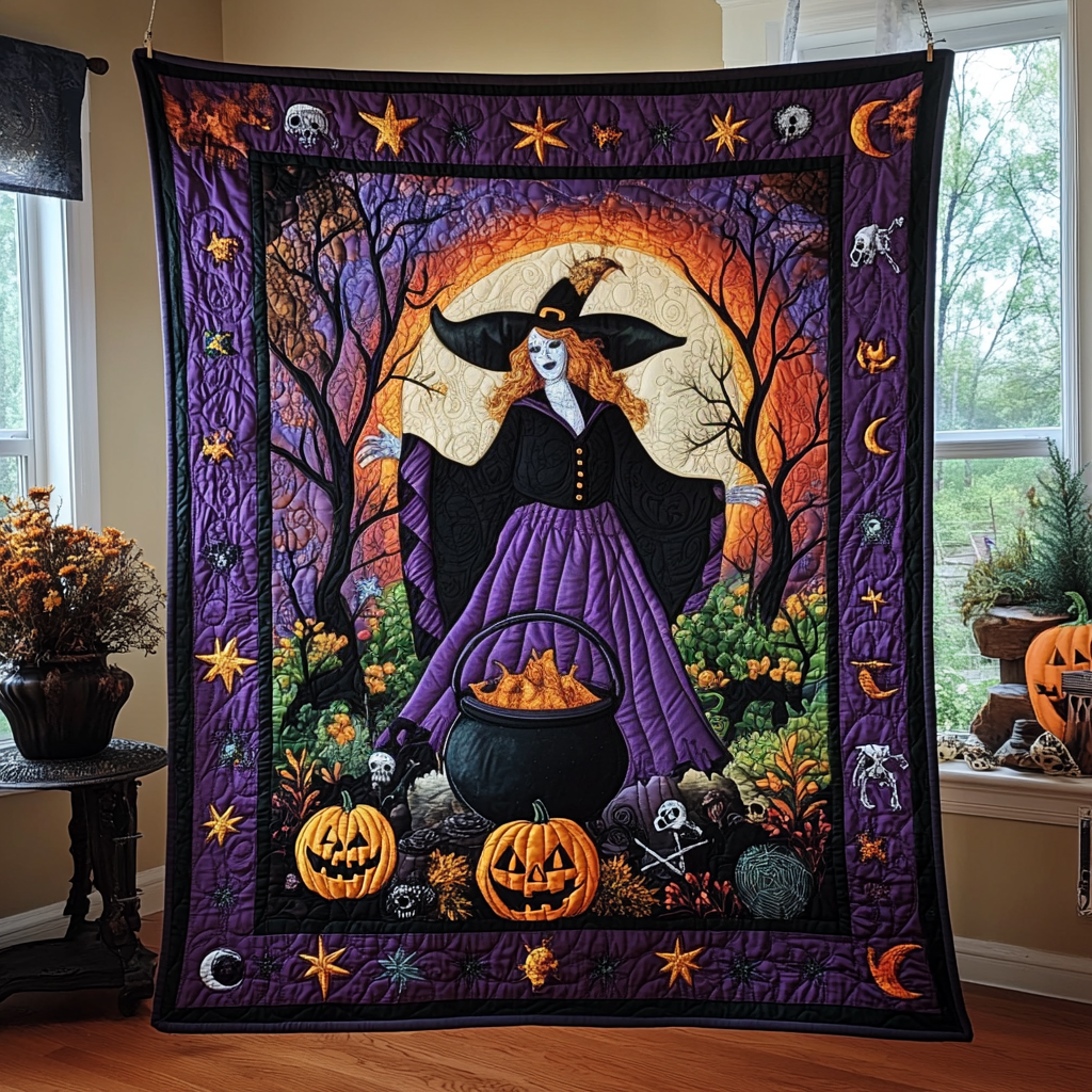 Haunting Halloween Spooky Twist Quilted Blanket NCU0PD398