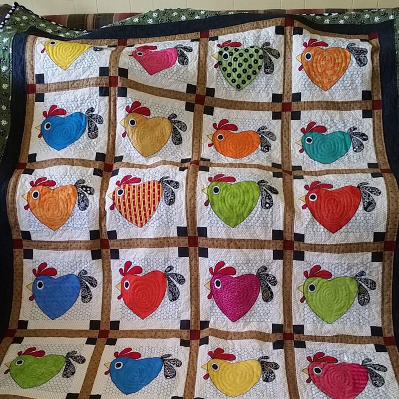 Heart Chicken Quilted Blanket NCU0TH519