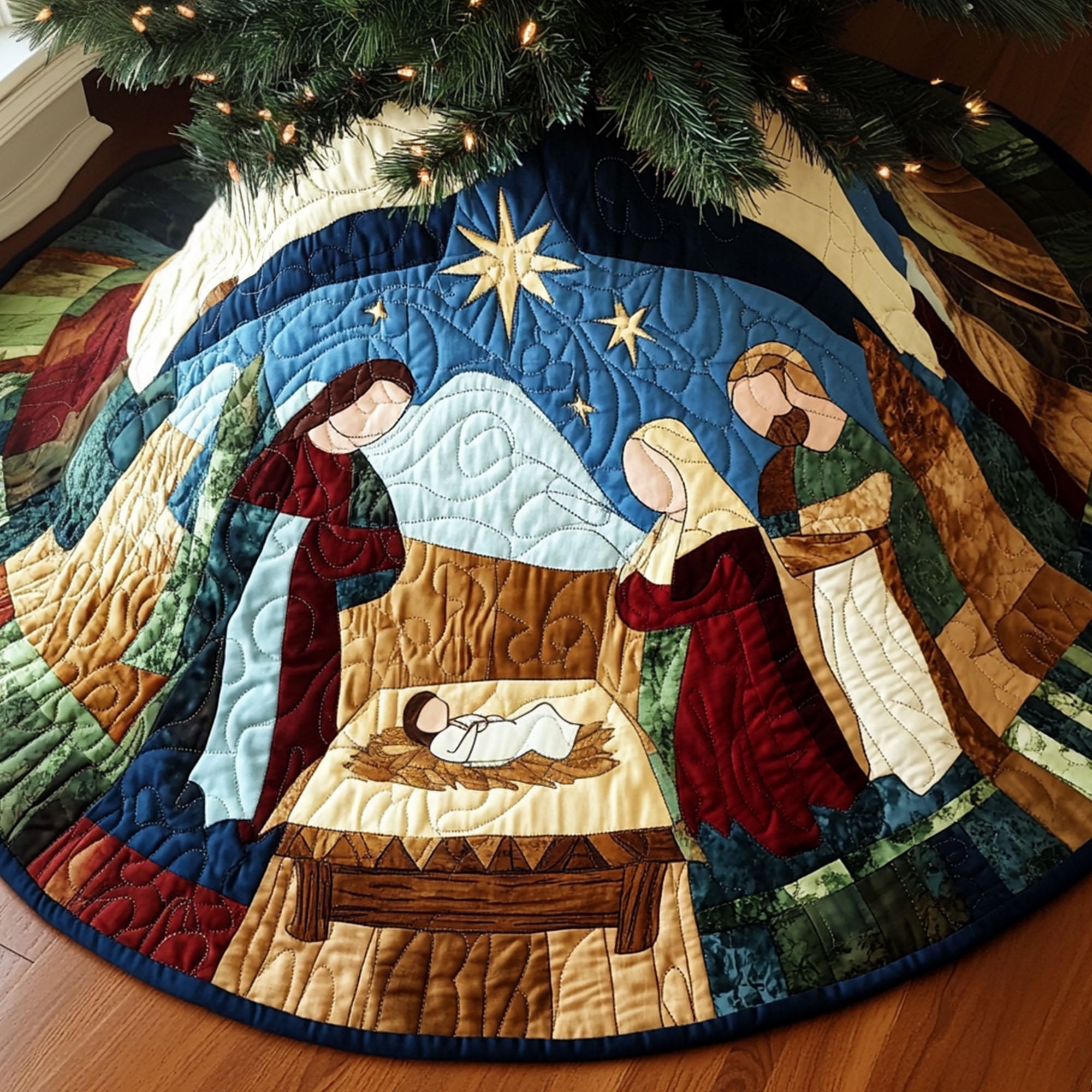 Heavenly Peace Quilted Christmas Tree Skirt NCU0PT1229