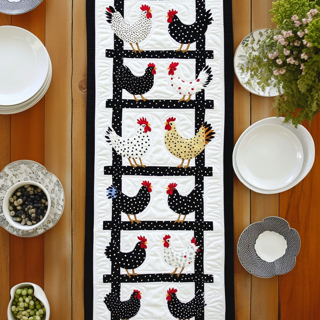 Hens Ladder Quilted Table Runner NCU0PT368