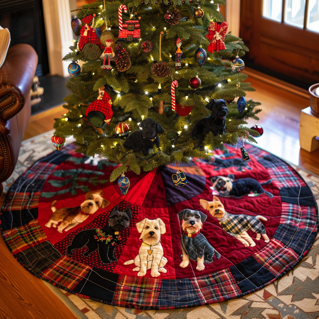 Highland Scottie Holidays Christmas Quilted Tree Skirt NCU0DV1383