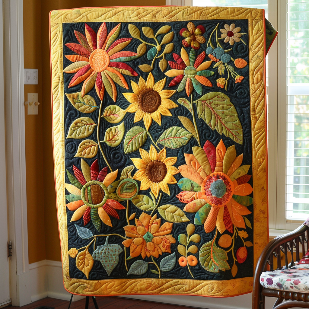 Hilarious Sunflowers Quilted Blanket NCU0VL340