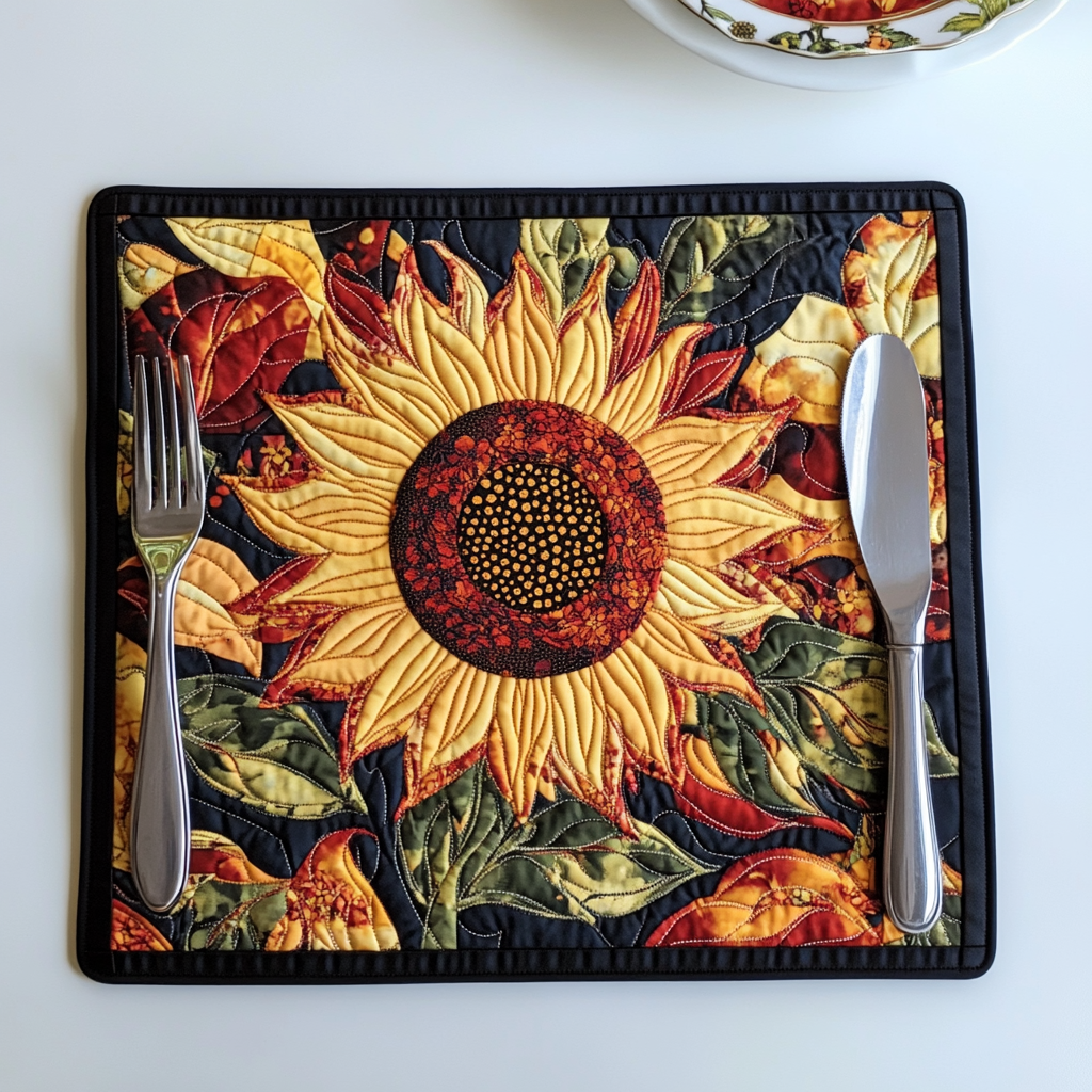 Hilarious Sunflowers Quilted Placemat NCU0VL397