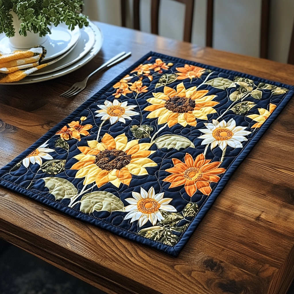 Hilarious Sunflowers Quilted Placemat NCU0VL408