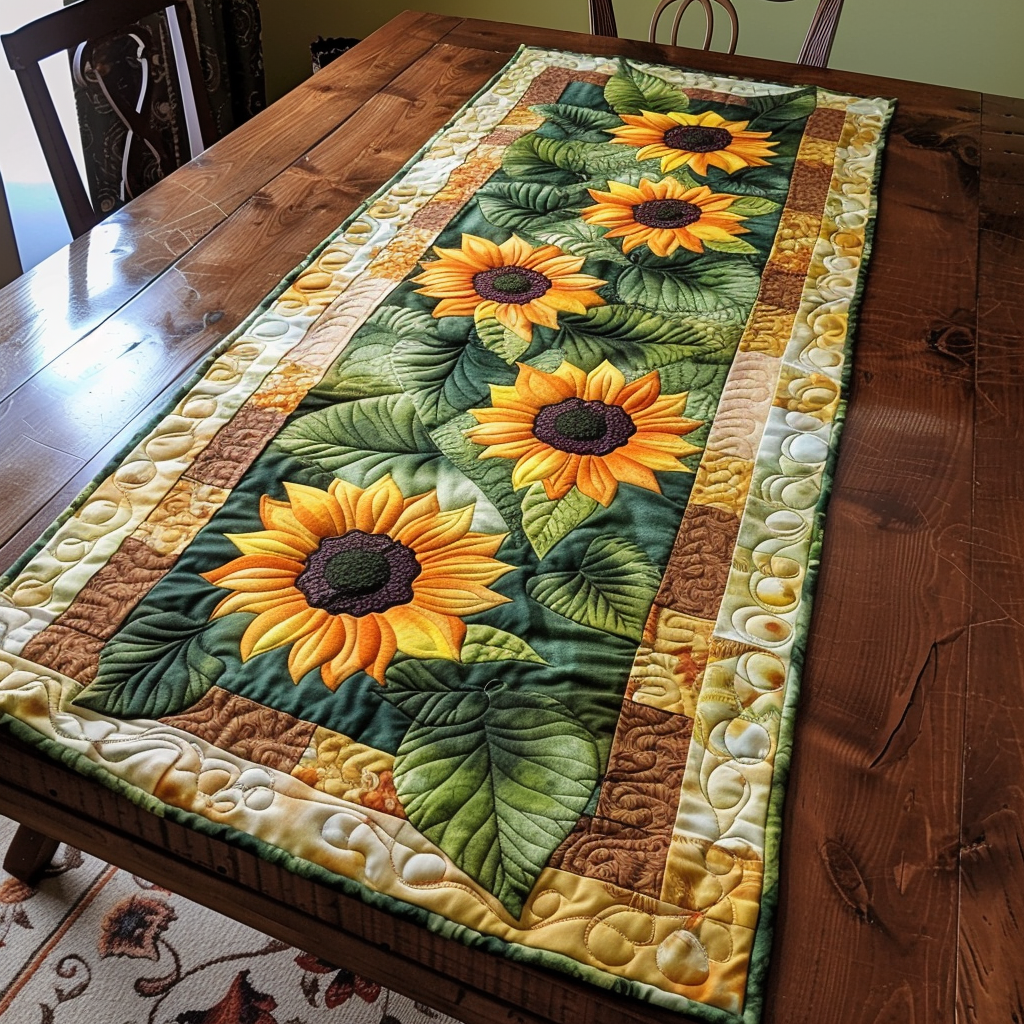 Hilarious Sunflowers Quilted Table Runner NCU0VL236