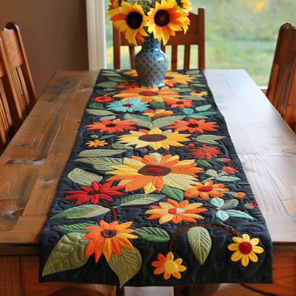 Hilarious Sunflowers Quilted Table Runner NCU0VL327