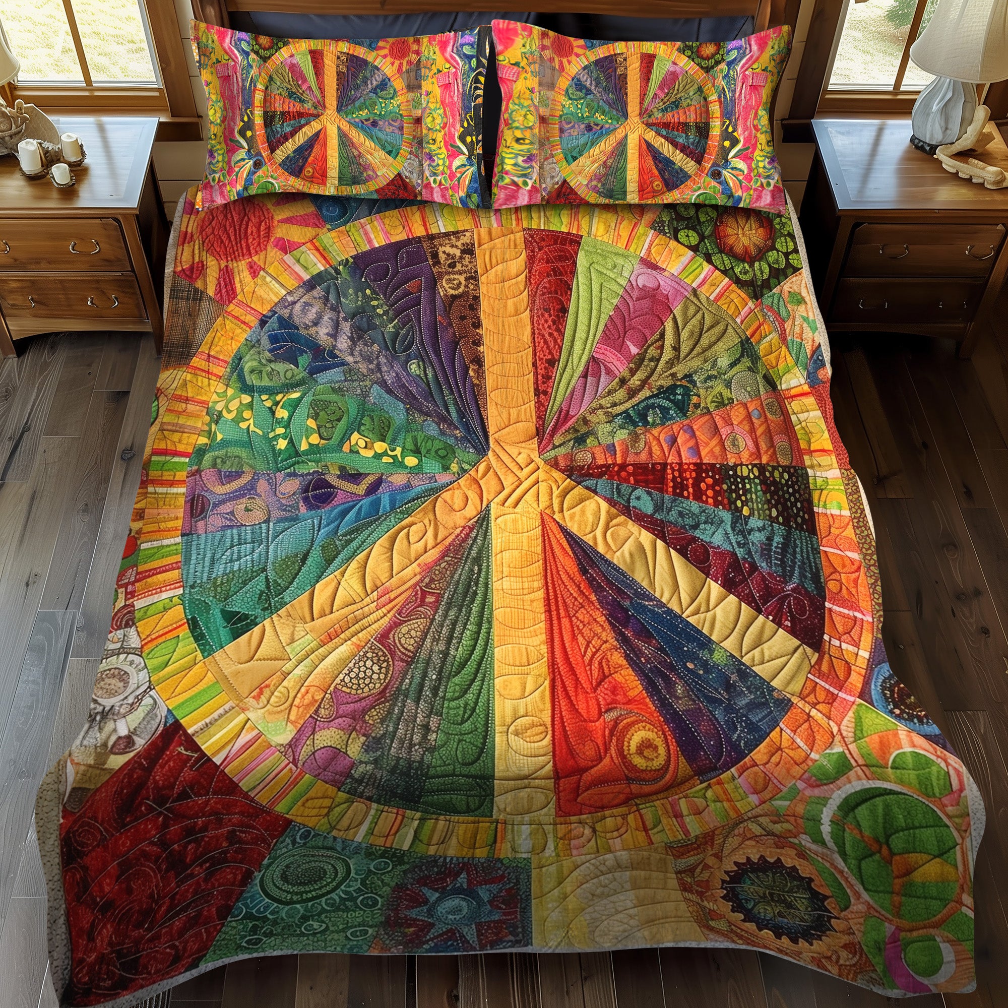 Hippie Sunbeam 3-Piece Quilted Bedding Set NCU0PT233