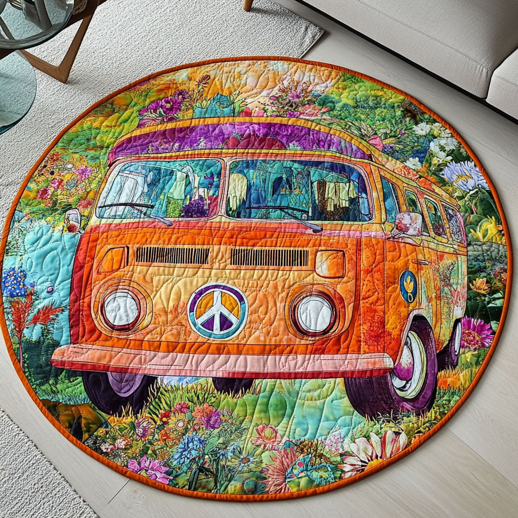 Hippie Roadtrip Bliss Quilted Round Mat NCU0PT1156