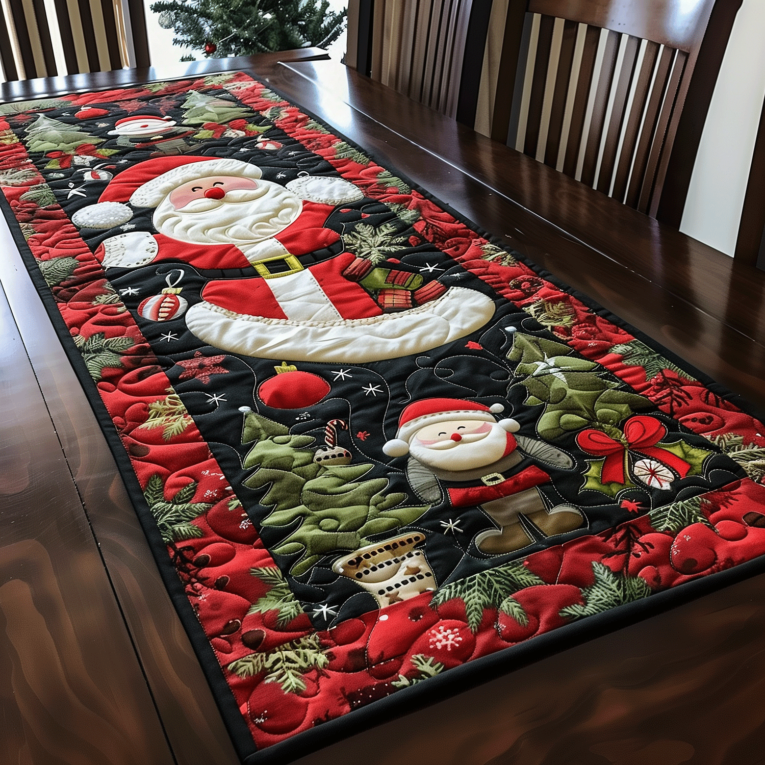 Ho Ho Ho Santa Quilted Table Runner NCU0TH1159