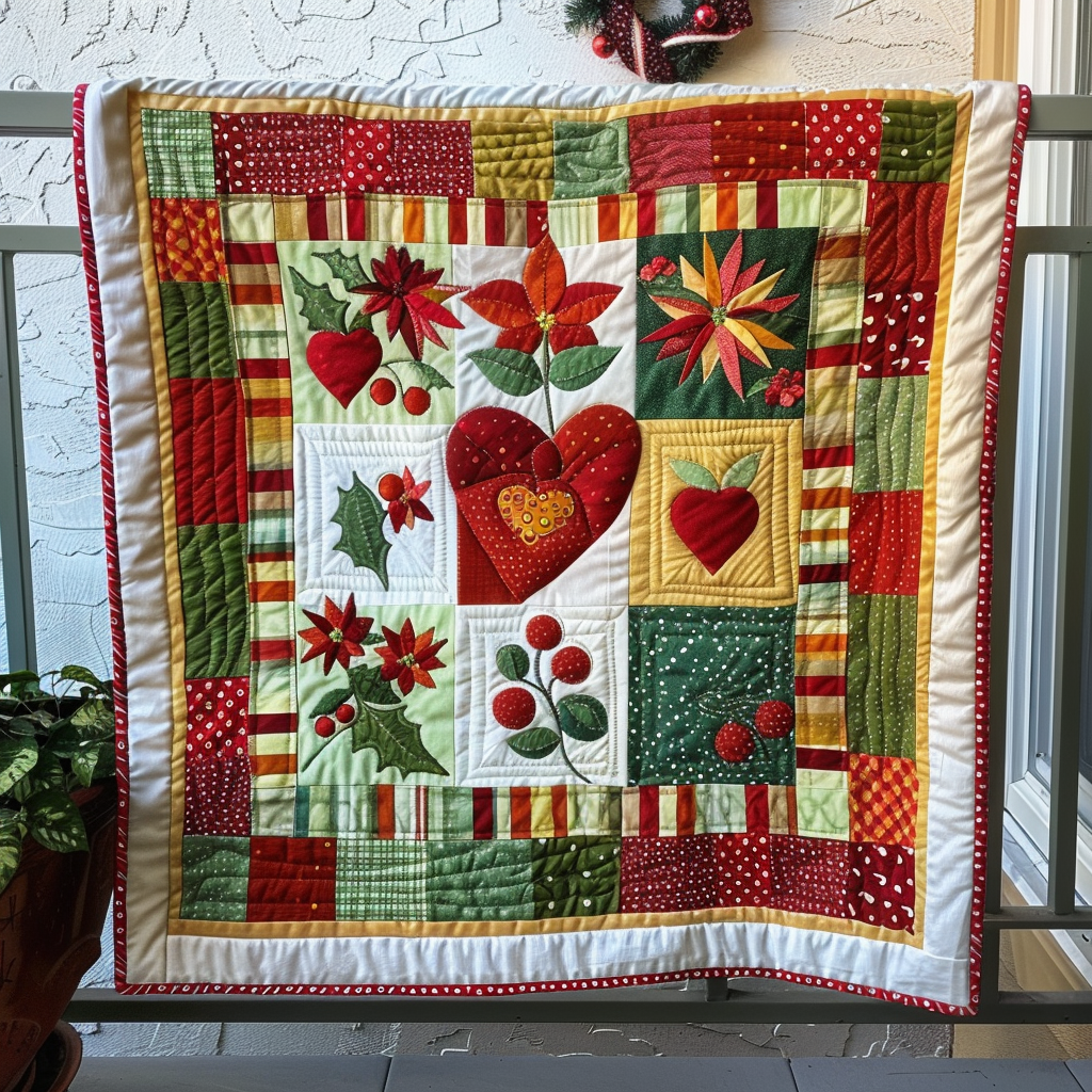 Holiday Cheer Christmas Quilted Blanket NCU0PD307