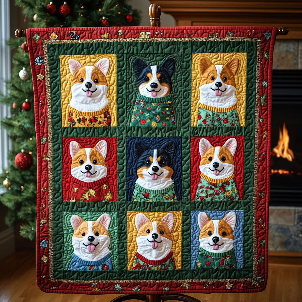 Holiday Cheer Corgis Quilted Blanket NCU0PT1464