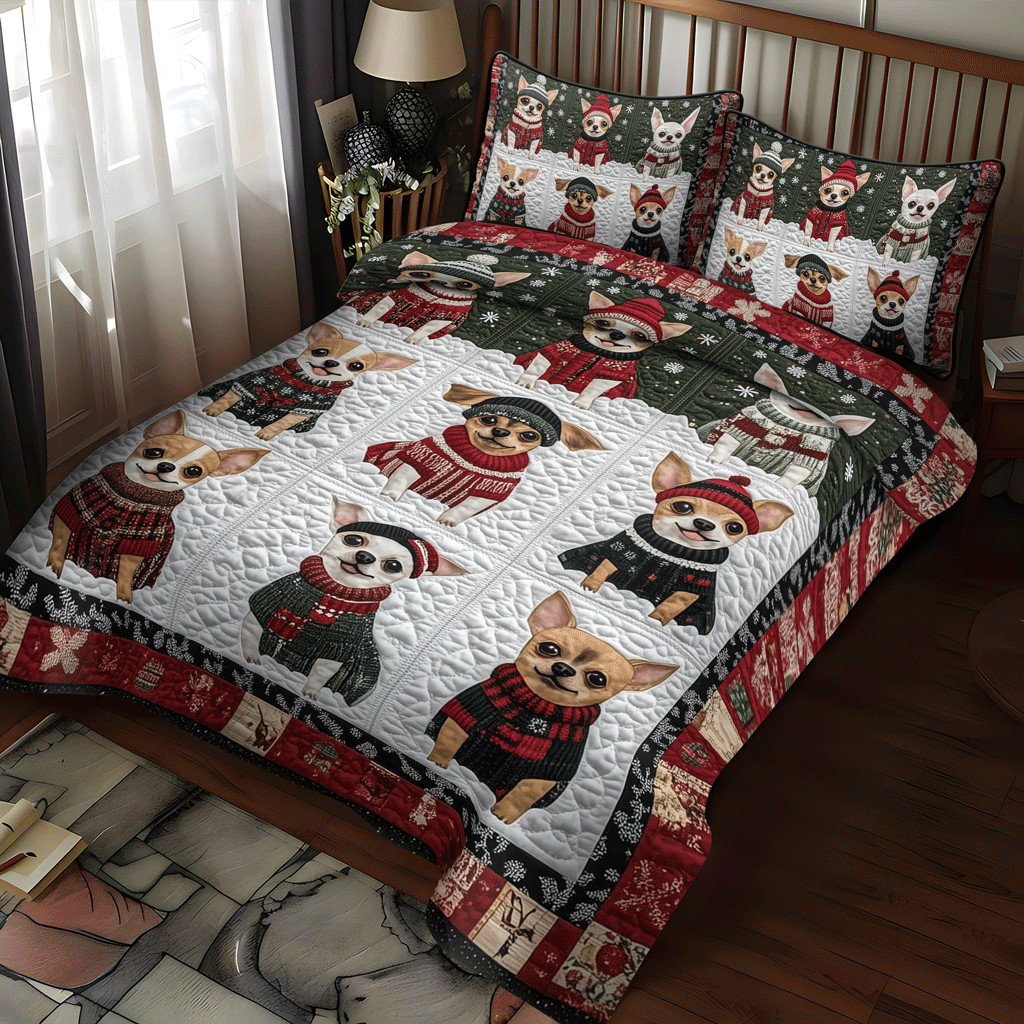 Holiday Chi Delight 3-Piece Quilted Bedding Set NCU0TH2048